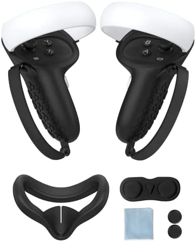 מבקר תואם את אביזרי Oculus Quest 2, מגן כיסוי אחיזה סיליקון, עור גסה רך על ידי gwyoneaon