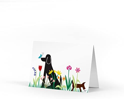 R. Nichols Dogs in Garden Note כרטיסי קופסה של 10