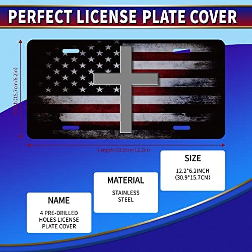 דגל אמריקאי ישו חוצה מכונית קדמית לוחית רישוי כיסוי כריסטיאן התאמה אישית של לוחית רישוי כיסוי