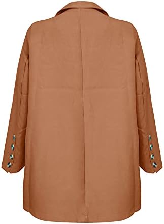 ג'ינף נשים מעיל ארוך מעיל דש ז'קט-קרדיגן מעיל ארוך דק עם ז'קט כיס