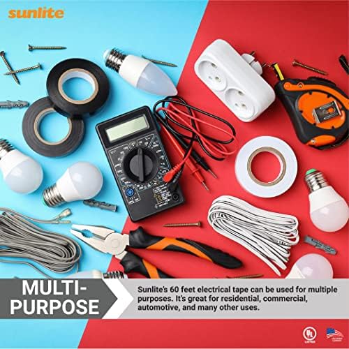 Sunlite 41325-Su 10 חבילות PVC קלטת חשמלית 60 רגל x 0.75 אינץ