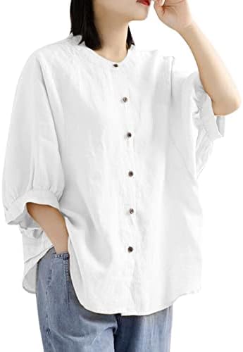 בציר בתוספת גודל קל משקל כיכר צוואר מודפס נשים חולצות חולצות טרנדי מקרית קיץ קצר שרוול