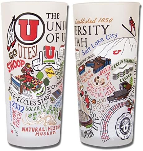 זכוכית שתייה קולג 'ית של אוניברסיטת יוטה / יצירות אמנות בהשראת קולג' מודפסות על כוס חלבית
