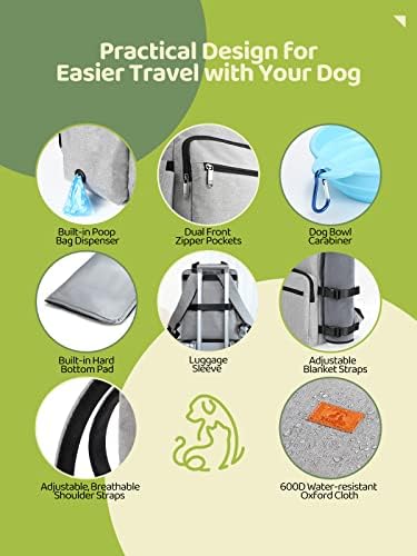 תיק נסיעות לכלבים של דלומו, תיק גב ארגונית מאושר על ידי חברת תעופה עם כיסים רב תכליתיים, סט אביזרים