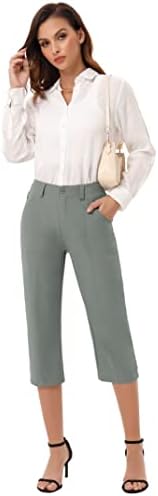 CAPRIS לנשים מותניים אלסטיות טיולים מזדמנים מלביים מכנסיים קפרי עם 5 כיסים