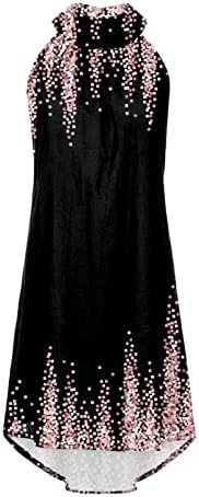 שמלת בוהו פרגרן, נשים אופנה מזדמן רופף פרח סדיר הדפסת חוף חצאית שמש חצאית תליית צוואר שרוולים