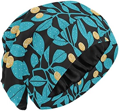 כובע עבודה של כובע שינה כובע מצנפת פרחי פרחים פרחים נמשכים בצבע כחול צהוב לנשים לעטוף לילה בגדי שיער