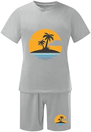 תלבושות RVIDBE לגברים 2 ערכות חתיכות קיץ שרוול קצר חולצות שריר חול חולצות ומכנסיים קצרים ספורט הגדר חליפות אימונית