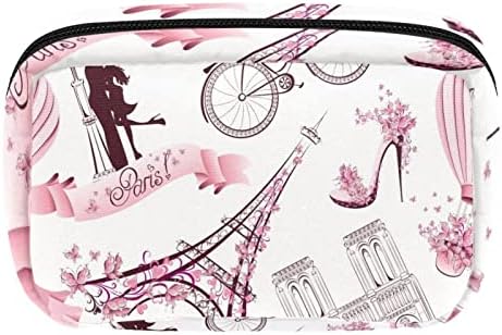 תיק איפור לא -איסי, סמלי פריז נסיעות רומנטיות בתיק קוסמטיקה פריז ניידת טיולים ניידים רכבת מארגן מארגן אביזרי מארז