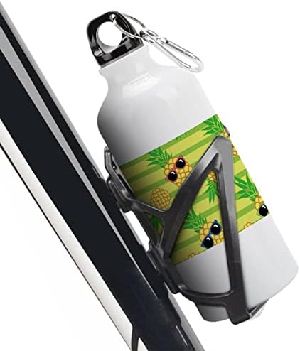כוסות אננס עמיד לבקבוק מים אלומיניום עמיד בקבוק אופניים לבן בקבוק ספורט לשימוש חוזר עם קרבינר ומכסה