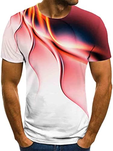 החולצות הטובות ביותר לגברים מגניבים דפוס ברקים דיגיטלי תלת מימדי צוואר עגול שרוול קצר ספורט ספורט ספורט חולצה חולצה