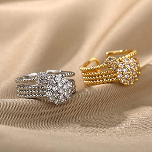 ויאלמה זירקון מעגל פתוח טבעות לנשים קריסטל זהב אצבע קסם מתכוונן טבעת חתונה ולנטיין תכשיטים-88998