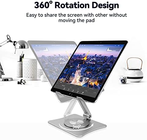מעמד מחשב נייד מתכוונן, עמדת אייפד לשולחן העבודה עם 360 מעלות טאבלט טאבלט בסיבוב עמדת טבליות לאייפד מתקפלת