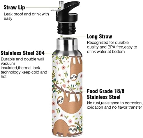 XIGUA 32 גרם בקבוקי מים קלוט עם מכסה קש, מים מבודדים מפלדת אל חלד אבק אטום דליפה ו- BPA בחינם