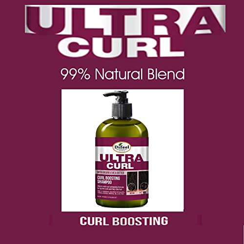 Difeel Ultra Curl עם חמאת ארגן ושיאה - שמפו מגביר תלתל 12 גרם, שמפו חופשי סולפט מיוצר עם מרכיבים