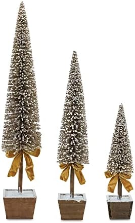 MELROSE 87414 עץ חג המולד בעציץ, סט בגובה 3, 39 אינץ ', פלסטיק