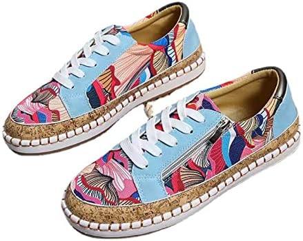 נעליים מזדמנות לנשים רוכסן שרוך עיצוב יצירתי צבעוני צבעוני מודפסים סניקרס מזדמנים