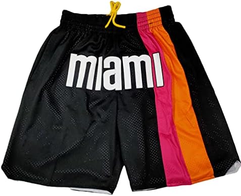 מכנסי כדורסל גברים, מכנסיים קצרים מזדמנים של Mens Retro עם כיסים מאווררי אימון רשת מכנסיים