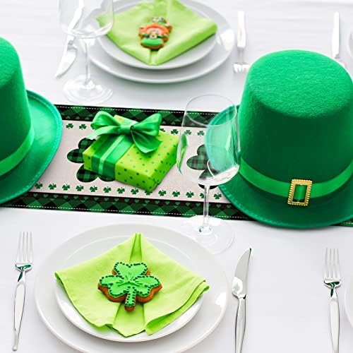 13 איקס 72 מלבן ירוק שחור משובץ תלתן שולחן כיסוי אירי חג מזל מטבח אוכל חדר קישוט עבור מקורה חיצוני בית מסיבת