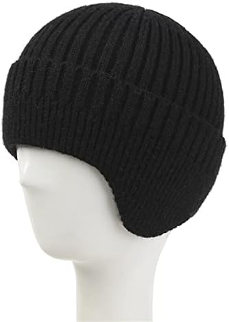חורף כובע לגברים ונשים מוצק צבע תרמית לסרוג כובע עם כיסויי אוזניים נוח כפת גולגולת כובע למזג האוויר קר