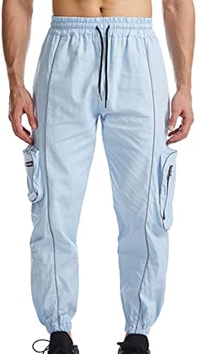 מכנסי מטען Miashui Mens רגועים בכושר עם כיסים המותניים המותניים המוצקים ומכנסיים מכנסי מטבח לגברים