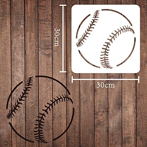 סטנסיל בייסבול 11.8 * 11.8 אינץ ' סטנסיל ספורט כדור גדול תבנית סטנסיל לשימוש חוזר סטנסיל ציור כדור פלסטיק ליצור