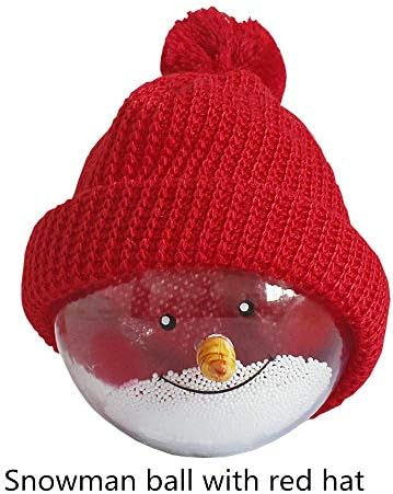 טאוק 3 אריזות קישוטי עץ חג המולד שקוף קישוט כדור שלג לחג המולד של חג המולד עם כובע צבעוני