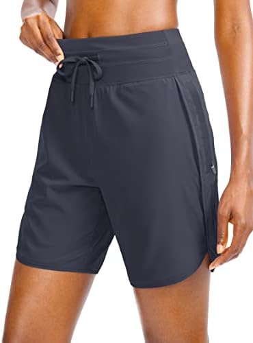 מכנסיים קצרים של דיוריגין לנשים 7 אינץ 'ריצה אתלטית עם 3 כיסי רוכס