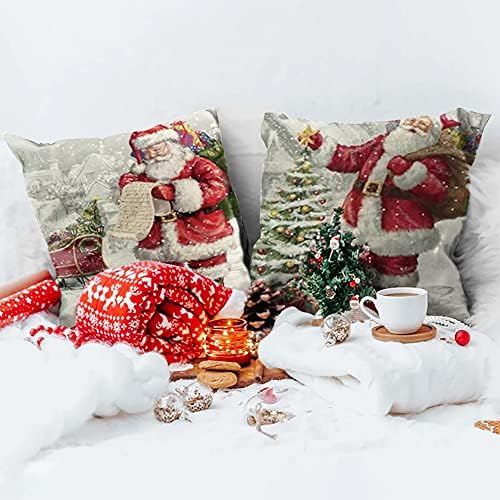 כרית חג המולד של פבאלס מכסה 18x18 סט של 4, כרית שלג חורפית מכסה חג המולד לזרוק מארז כריות סנטה