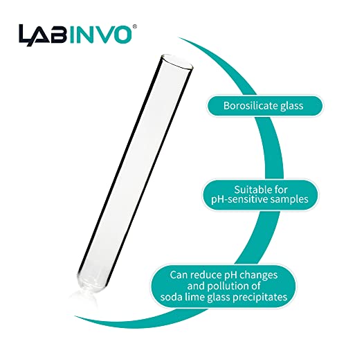 Labinvo 16 מל זכוכית צינורות בדיקה תחתונים עגולים, עובי 1.0-1.2, 16x150 ממ, חבילה של 20, IN-TTG16