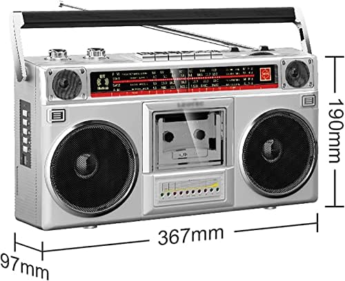 רדיו רטרו Bluetooth, קלטת Boombox, נגן תקליטור קלטת בית, עם רדיו AM/FM, SD משבצות, AUX IN, שקע