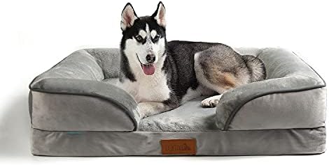 מיטת כלבים אורטופדית של ג'מה, מיטת כלבים XL רחיצה לכלבים בינוניים גדולים, מיטת כלבים קצף זיכרון עם כיסוי