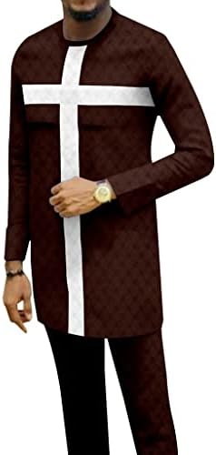 Xsion שרוול ארוך דשיקי ותלבושת מכנסיים לגברים שני חלקים קובעים חליפה אפריקאית לבוש אימונית אתנית מסורתית
