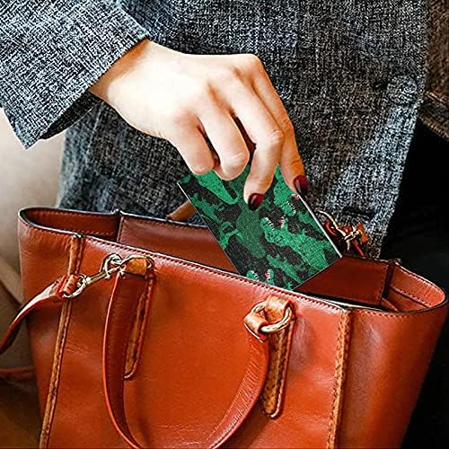 מופשט ירוק דינוזאור עסקים כרטיס מחזיק עבור נשים גברים עסקים כרטיס בעל מקרה עם עור שם אשראי