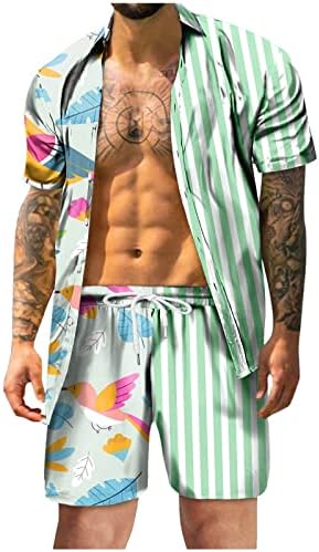 סט אימונית גברים סט 2 קיץ 2023 כפתור מזדמן מטה שרוול קצר חולצה הוואי ומכנסיים קצרים הגדר תלבושות חופשה בחוף