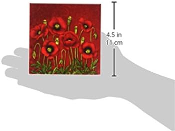 גן פרג אדום בוהק עם רקע מערבולת בוקה - תחתיות אריחי קרמיקה, סט של 4