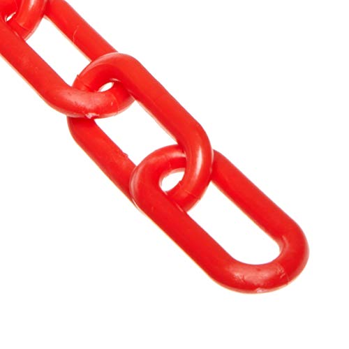 שרשרת פלסטיק מחסום שרשרת, אדום, 1-אינץ קישור קוטר, 25-רגל אורך