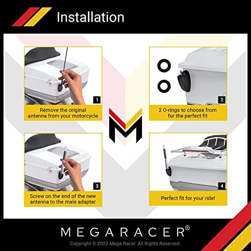 Mega Racer 4.7 אנטנת אופנוע סיבי פחמן מכסף עבור הארלי דוידסון כל הדגמים 1989-2022, אנטנת החלפת הברגה, פנימנטים