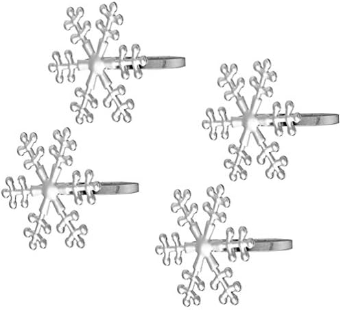 טוינדונה 4 יחידים טבעות מפיות פתית שלג סגסוגת חג המולד טבעות מפיות פתית שלג עבור ציוד לקישוט שולחן חג המולד