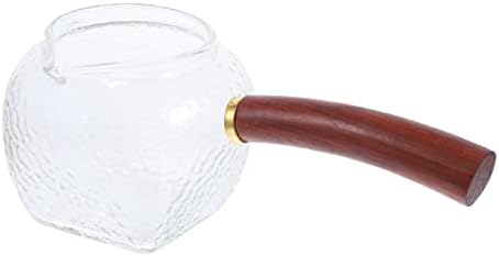 Upkoch 5 יחידות כוס חלב עם ידית צד ידית מעץ זכוכית דליפת תה