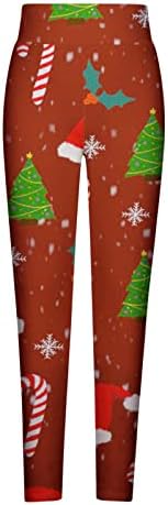 חותלות מכוערות לחג המולד לנשים איש שלג חמוד הדפסים לחג מפלגת חג מכנסיים במותניים גבוהות בחורף תחתיות תרמיות