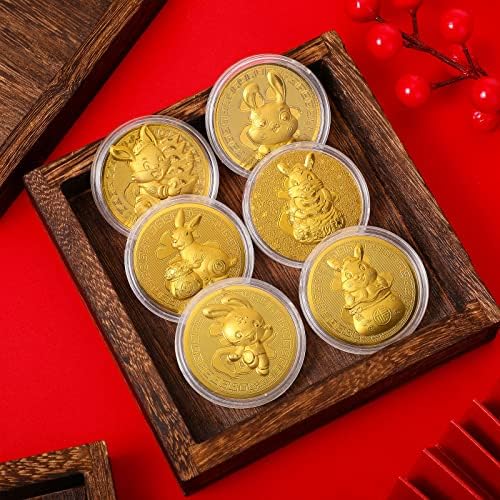 12 חתיכות סיני אדום מעטפות ארנב מטבעות אדום מעטפות סיני חדש שנה אדום מנות הנצחה מטבעות עם הונג באו