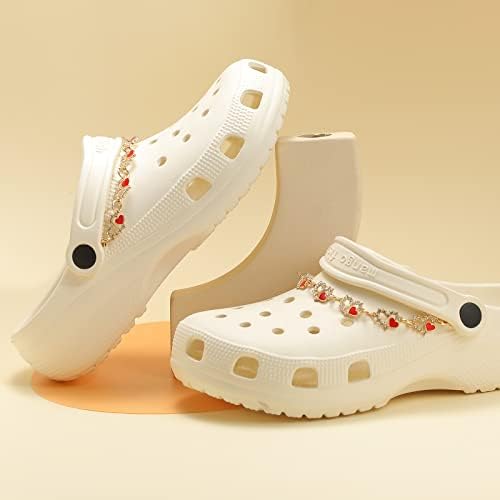 קסמי נעליים של צ ' יקיץ בלינגס לנשים, אביזרי קסמי תכשיטים 10 יחידות, זוג שרשראות נעליים לב אהבה לילדות,