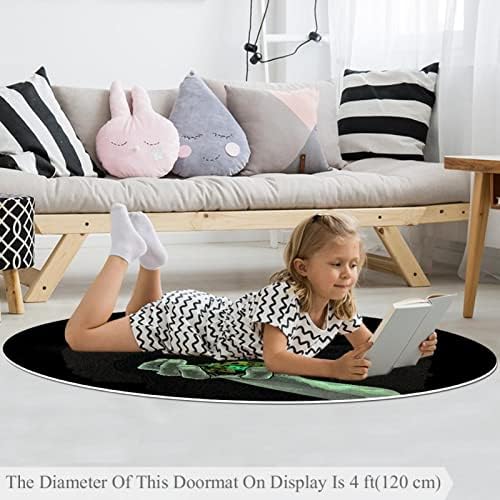 Llnsupply ילדים שטיח 4 רגל שטיחים באזור עגול גדול לבנות בנים תינוקת - צפרדע שחור, עיצוב בית מתקפל משחק מחצלת
