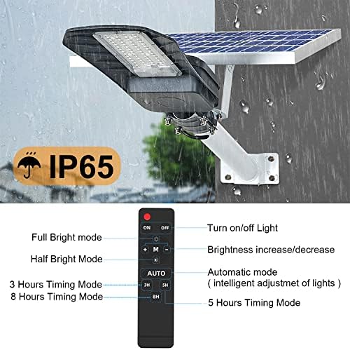 Hypow Solar Street Light Outdoor 60000 Dusk Lumen to Dawn Lights Solar Outdoor עם שלט רחוק, 6500K