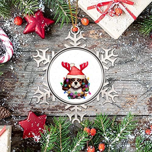 אדום איל קרן צבי אור כלב חג המולד עץ קישוטי חג המולד שמח גור מתכת פתית שלג חג המולד קישוט שנה טובה תחש