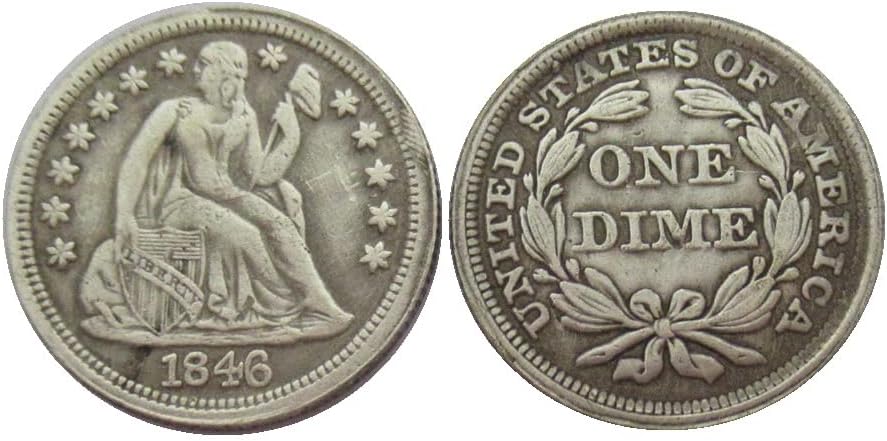 דגל אמריקאי 10 סנט 1846 מטבע זיכרון מעופף מצופה כסף