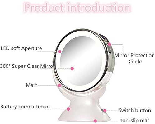 MJSZM 5x איפור מגדיל מראה יהירות עם אורות, LED מואר מואר נייד הגדלה קוסמטית מראות מראות למקלחת אמבטיה