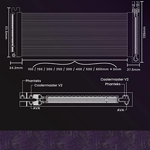 קישור - AVA PCIE 4.0 X16 RISER כבל - RTX 4090 RX7900XT מוכן - 90 מעלות שחור