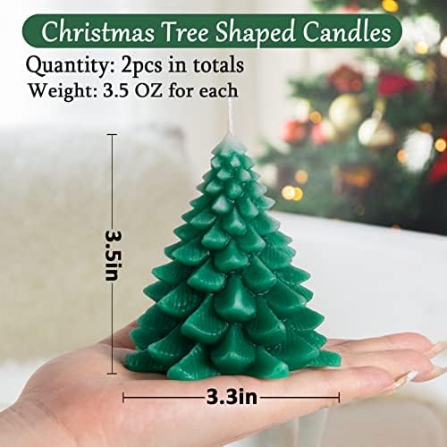 2 יחידות עץ חג המולד בצורת נרות-דקורטיבי נרות ב 6 שעות שריפת פעמים טבעי פרפין שעוות נר חג מתנות לנשים